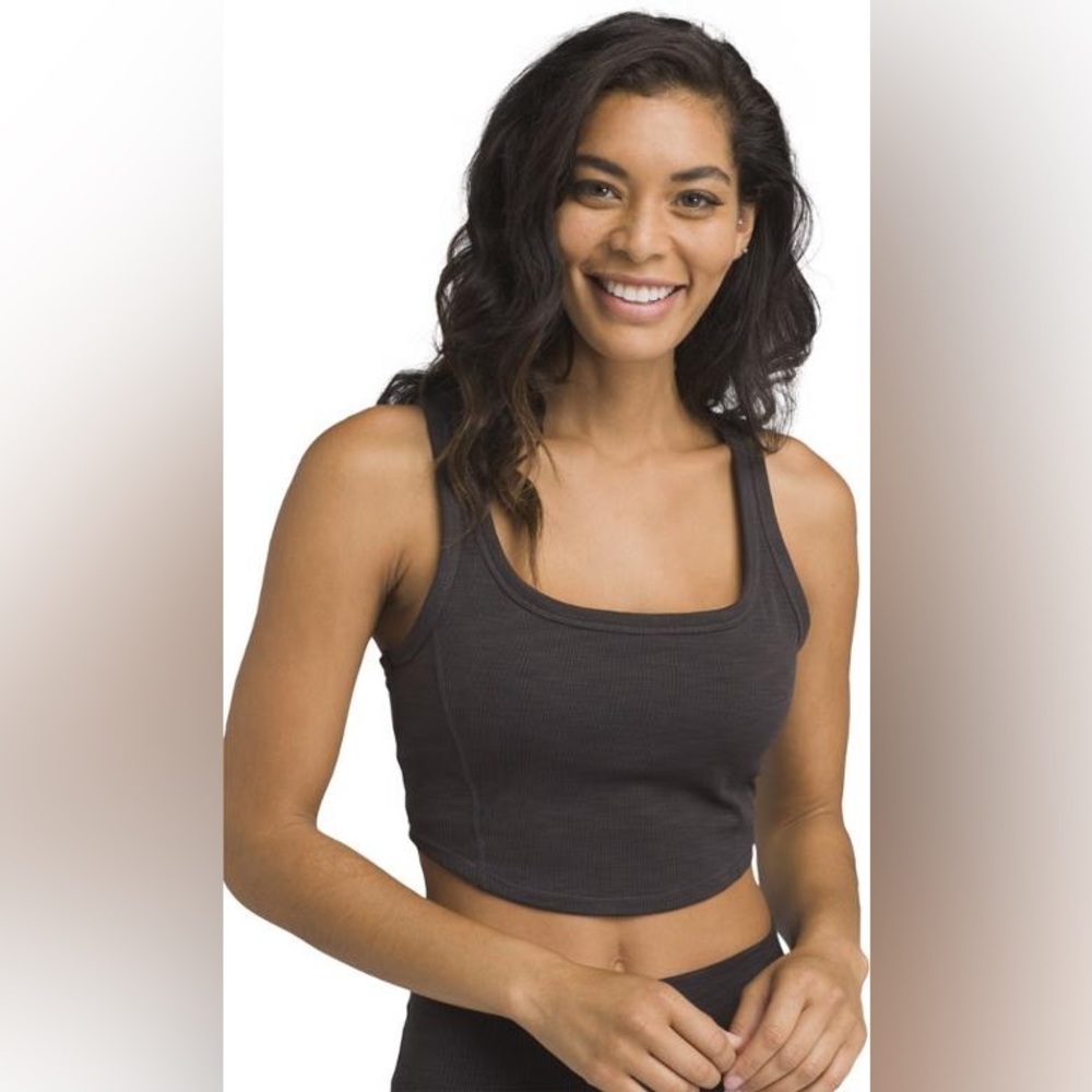 Prana Black Ribbed Crop Top